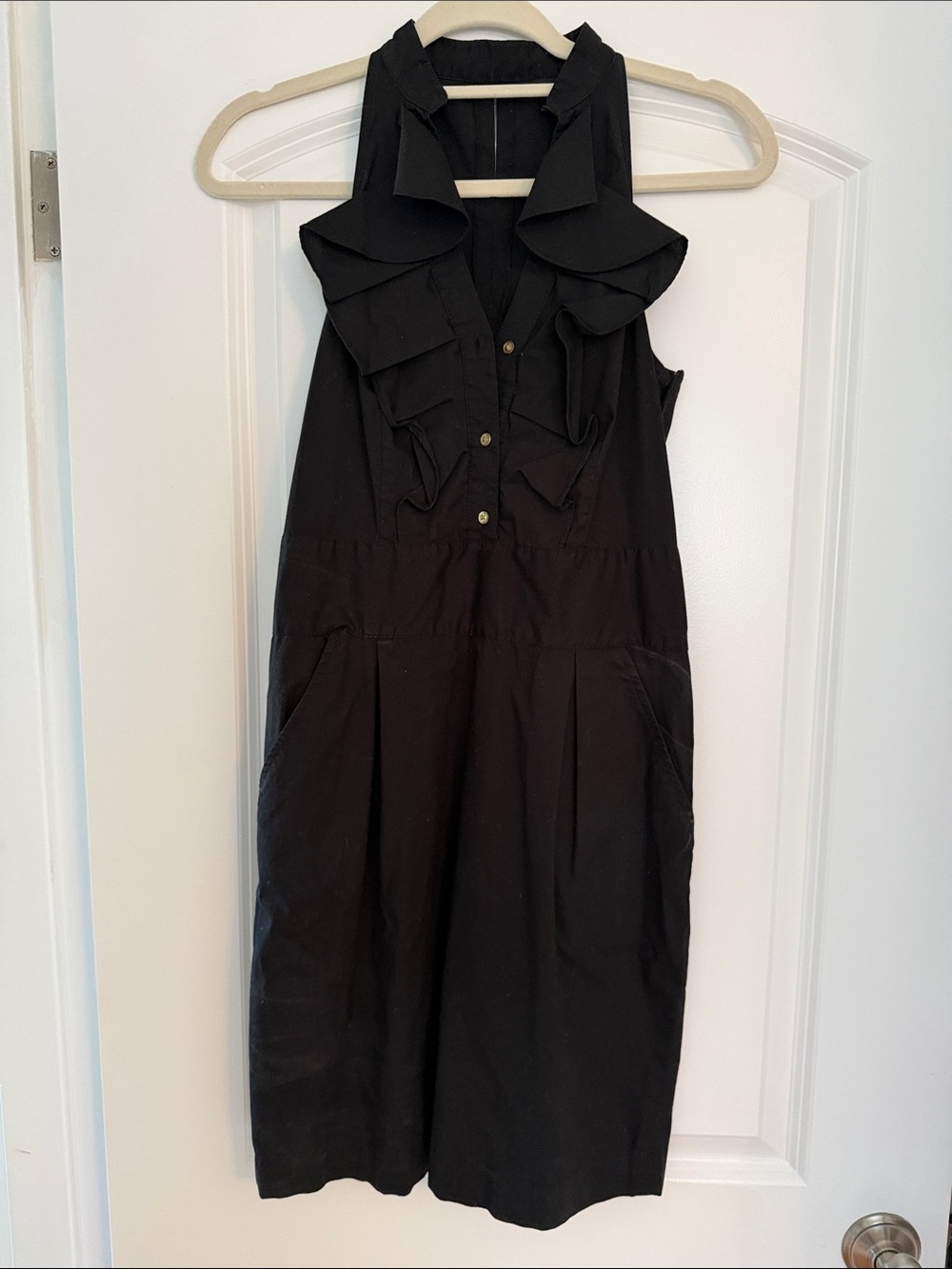 Express Black Ruffle-Front Sleeveless Midi Dress size 4 but fits like 2.